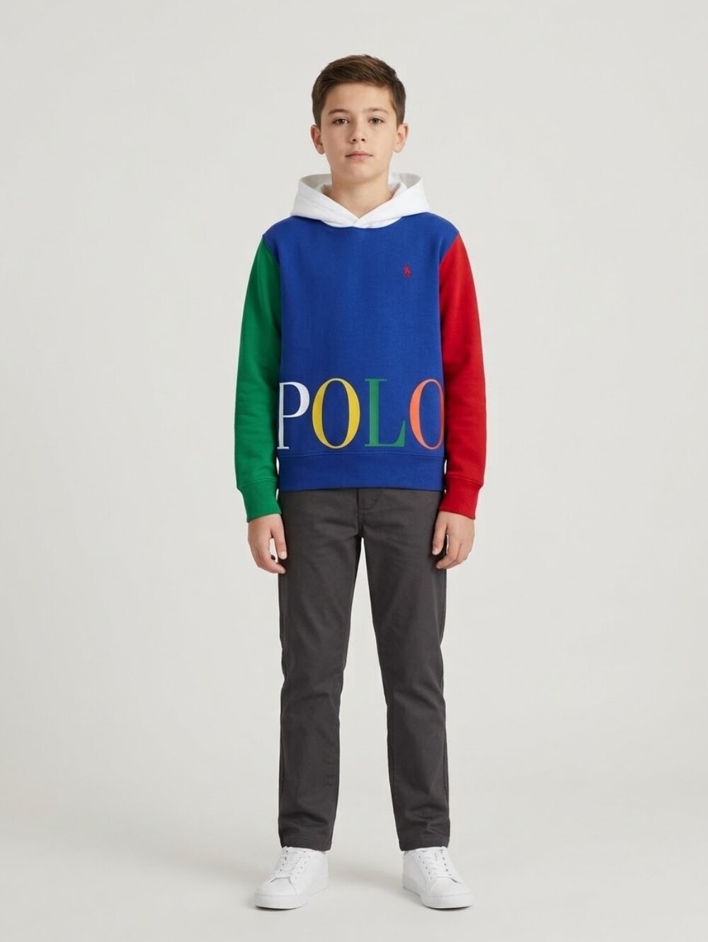 Polo Ralph Lauren Colorblock Hoodie Sweatshirt Youth L 14-16 Pullover Cozy